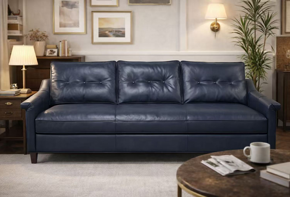 Chesterfield Genuine Leather Three-Seater Sofa