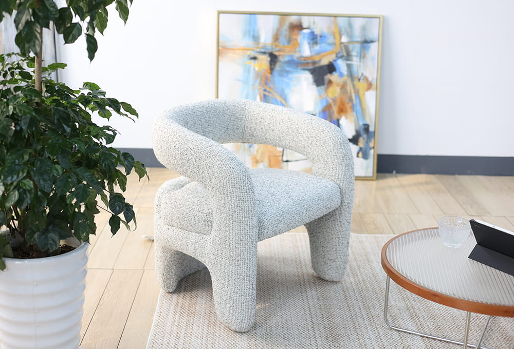 Curved-Back Cream Accent Armchair