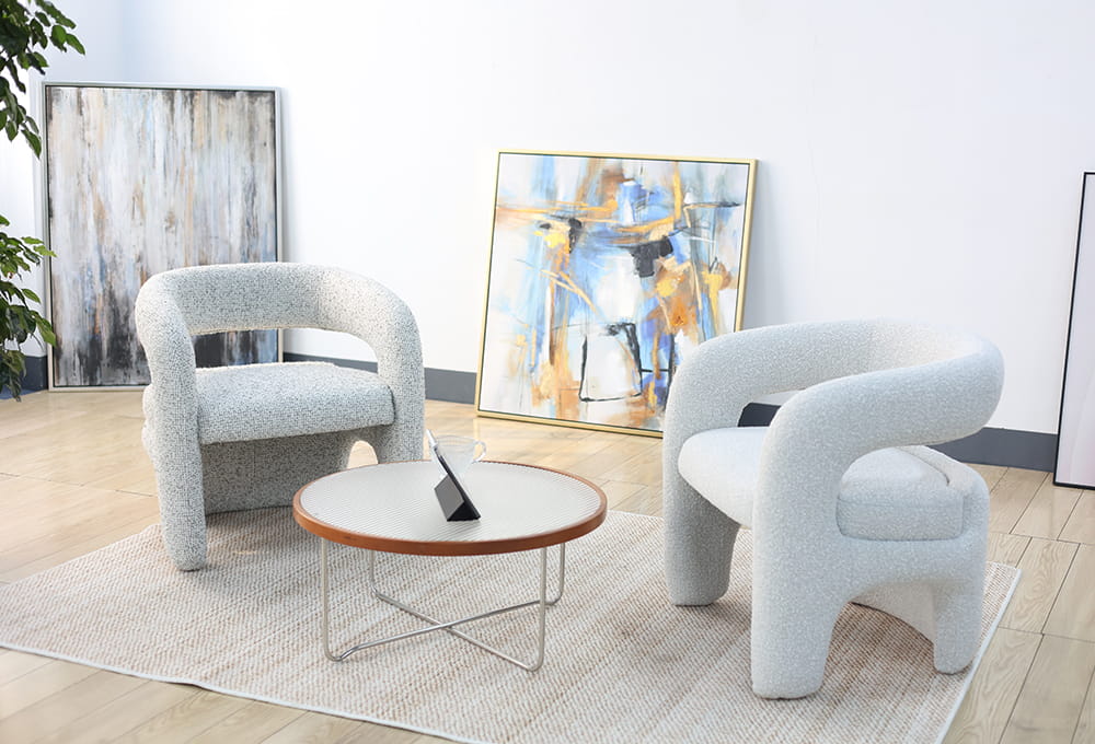 Curved-Back Cream Accent Armchair