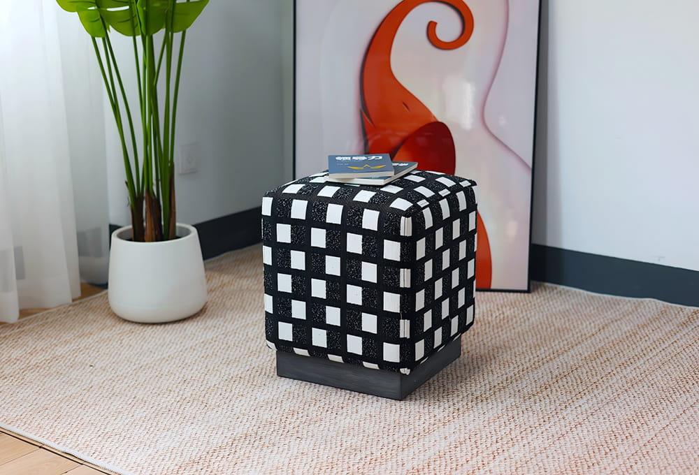 Graphic Black And White Ottoman Stool