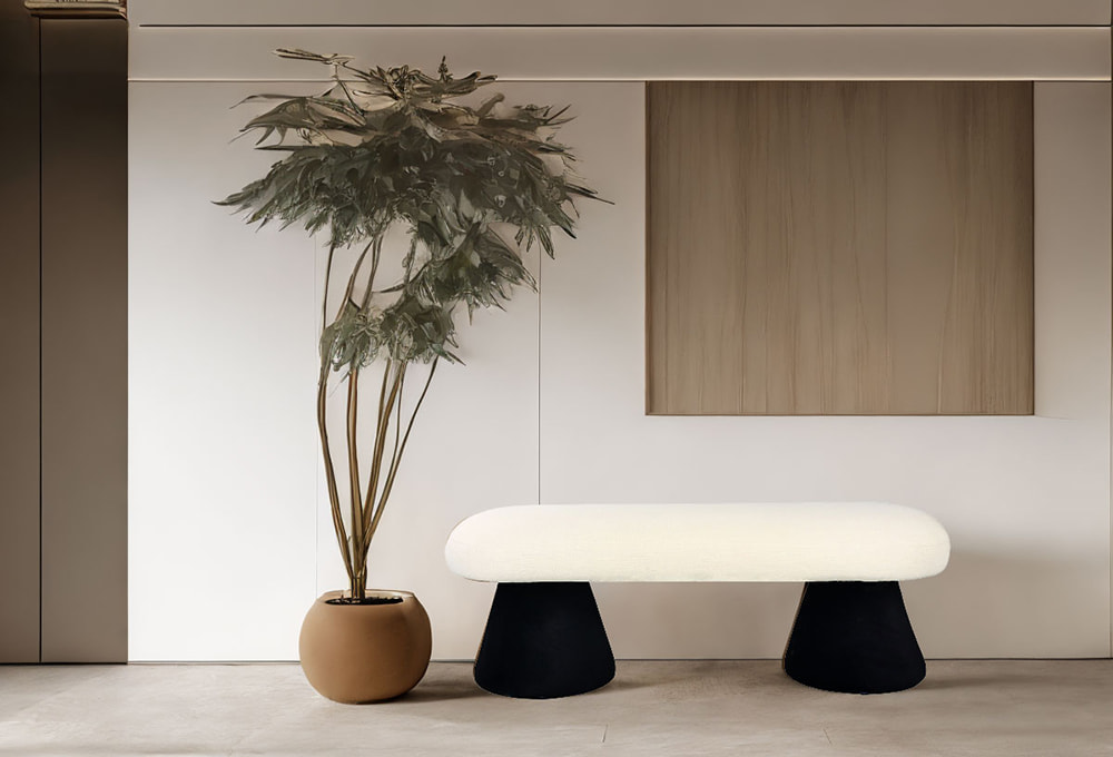 Geometric-Pattern Sculptural Bench Seat