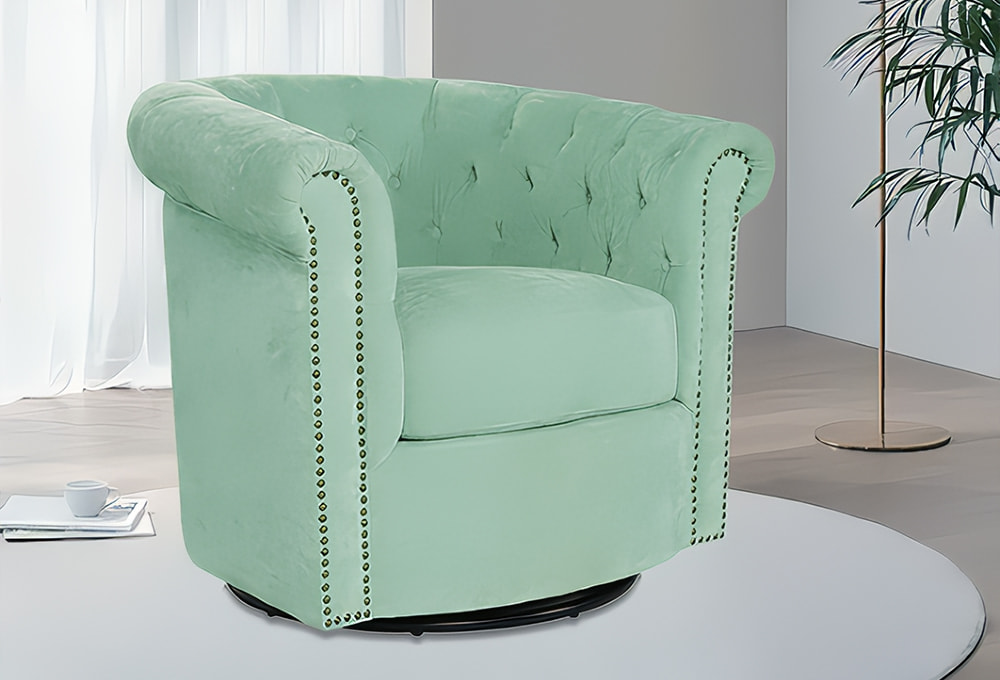 Button-Tufted Swivel Accent Chair
