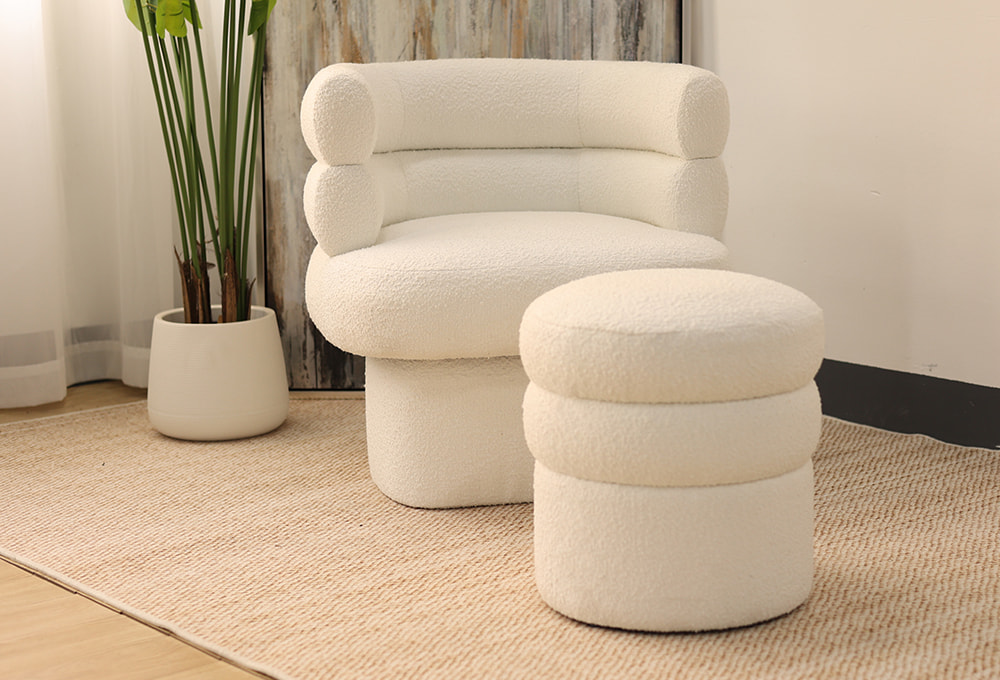 Shearling Accent Chair And Ottoman Set