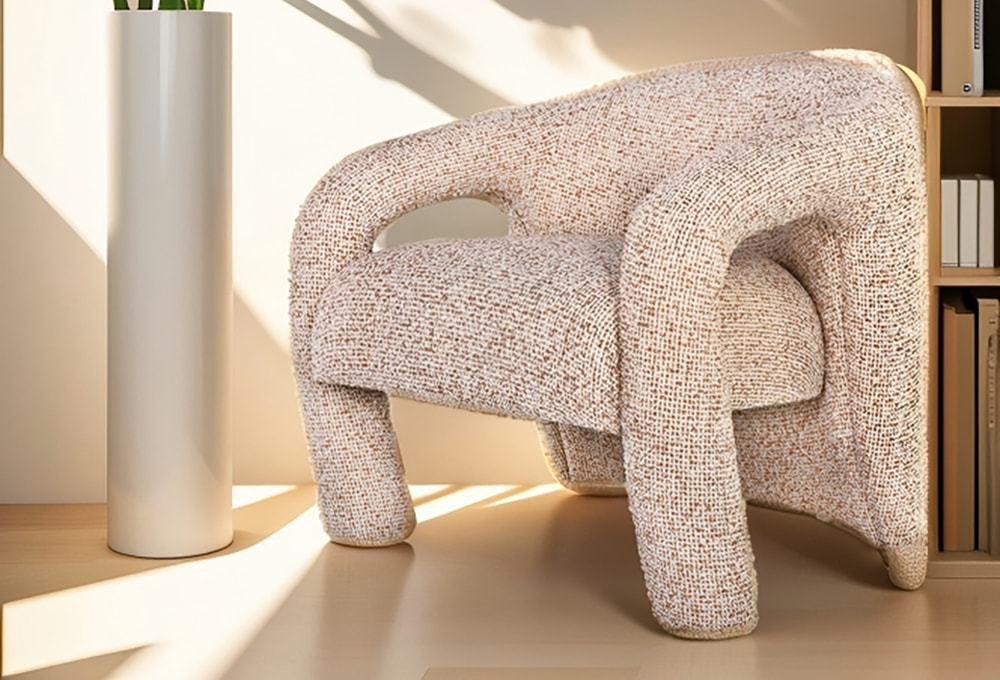 Sculptural Trunk-Arm Fabric Armchair