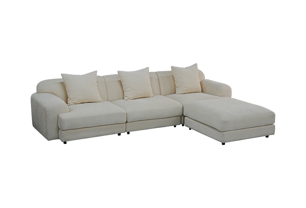 Italian Style Fabric Sectional Ottoman Set