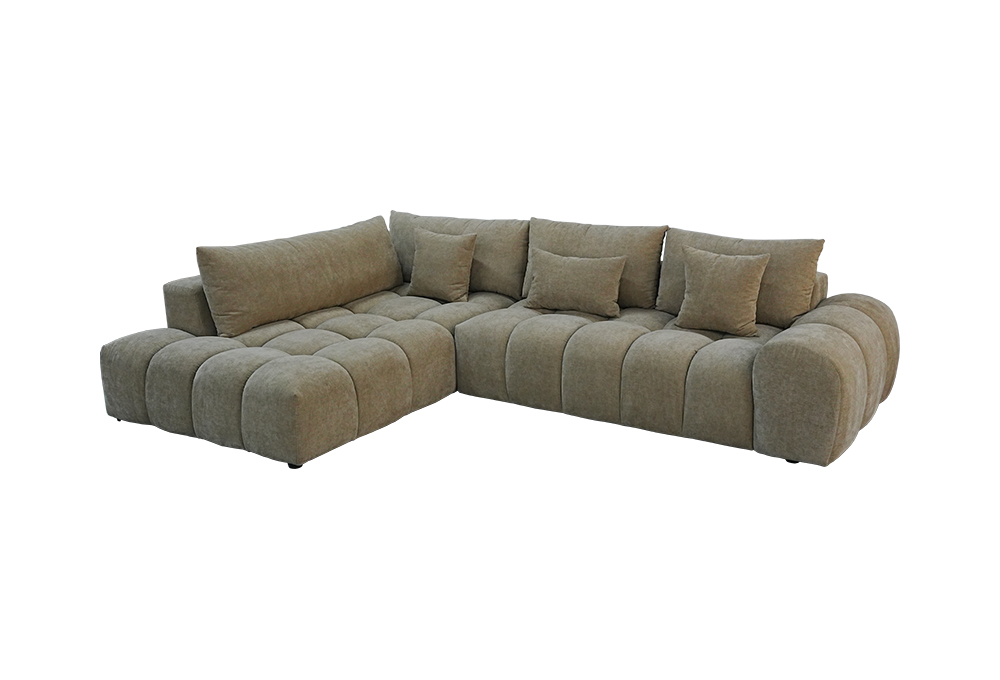 Cream Chenille Chaise Sectional Sofa
