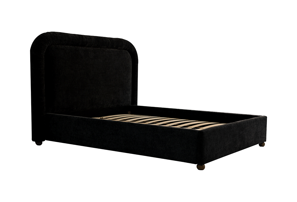 Curved-Leg Padded Headboard Fabric Bed