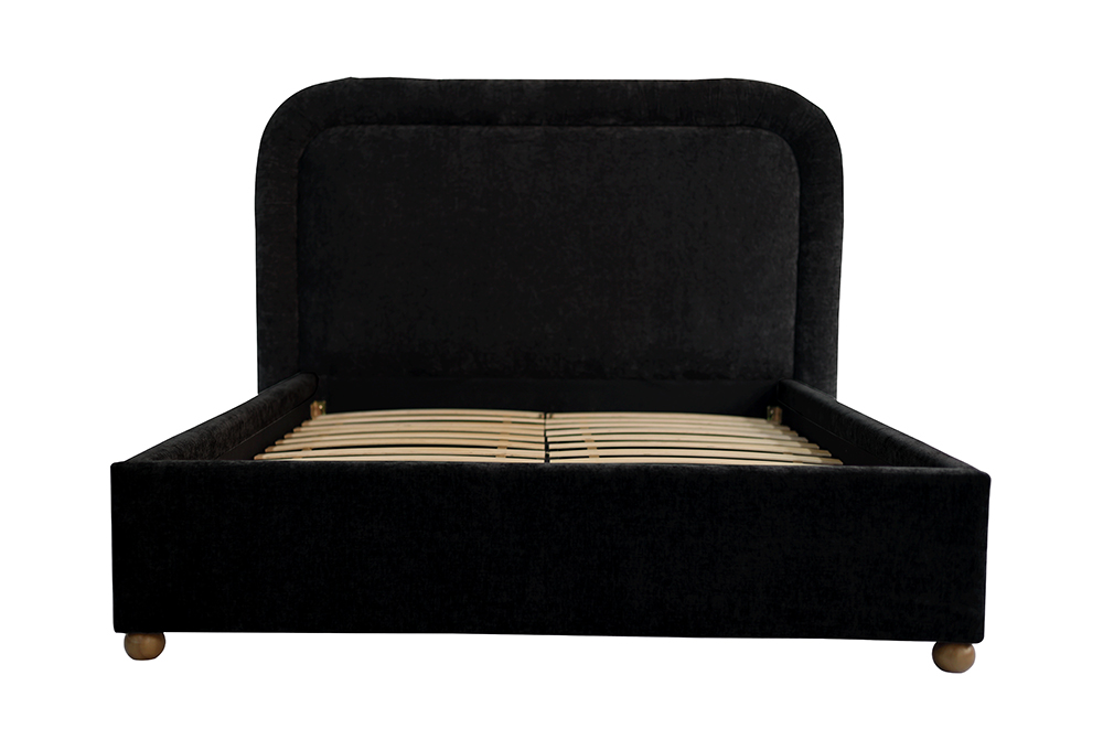 Curved-Leg Padded Headboard Fabric Bed