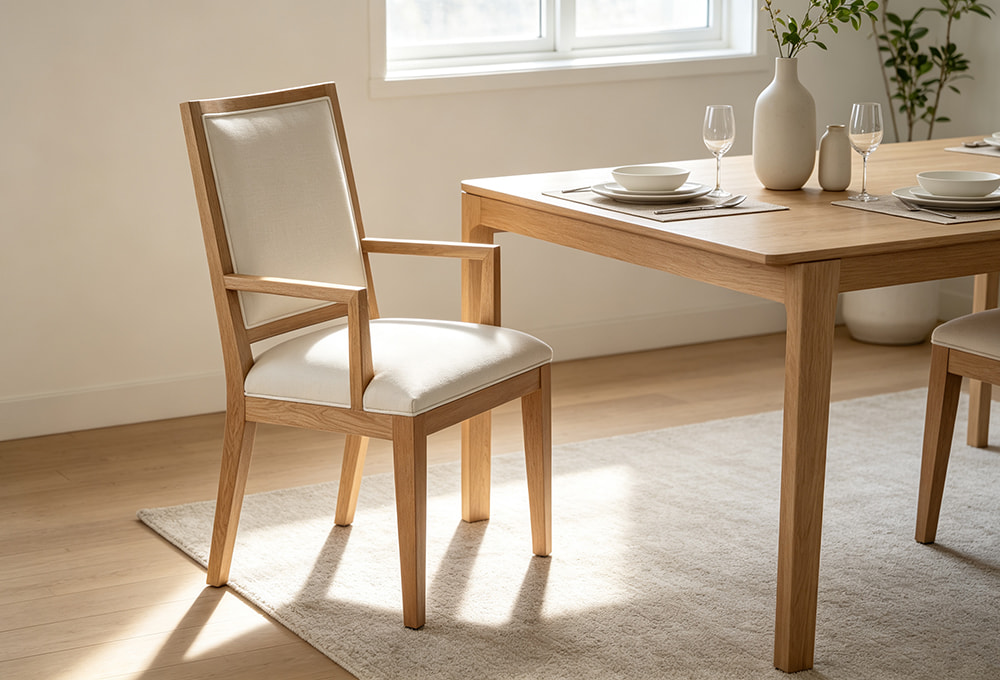 Upholstered Solid Wood Dining Armchair