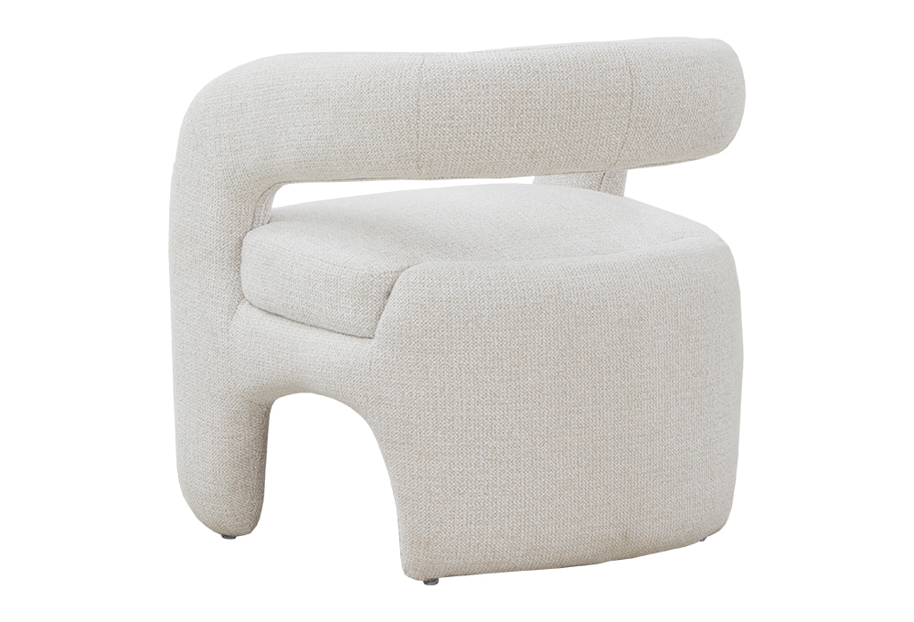 Curved-Back Cream Accent Armchair