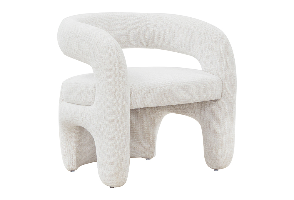 Curved-Back Cream Accent Armchair