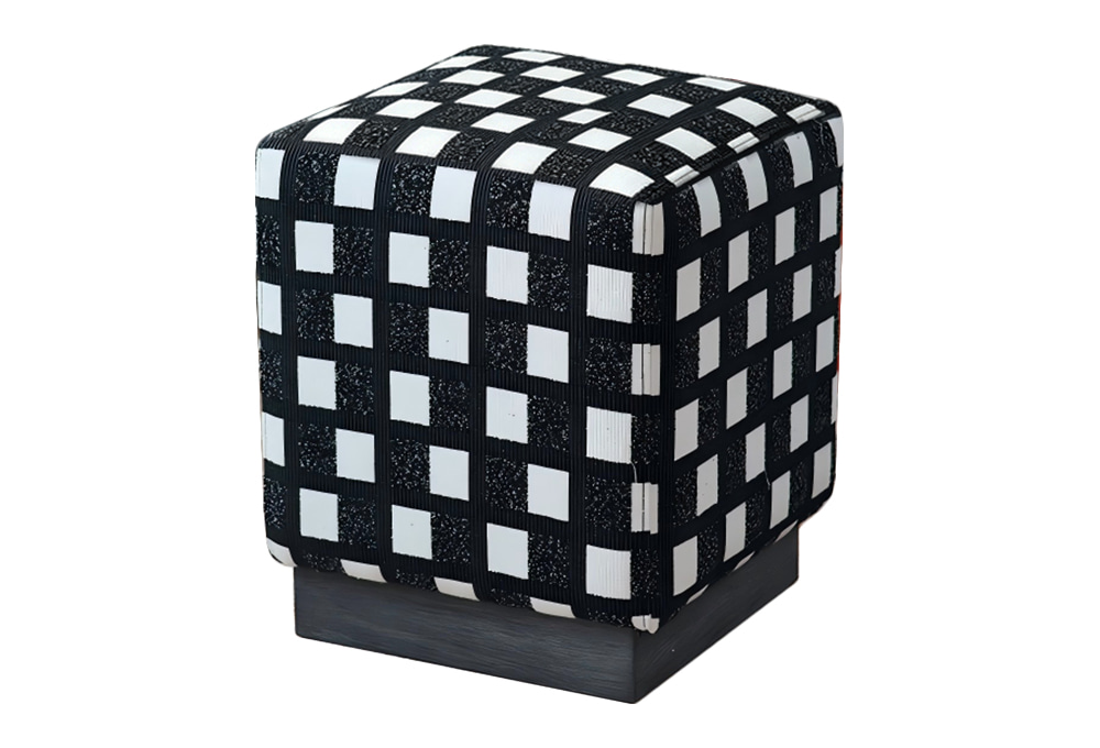 Graphic Black And White Ottoman Stool