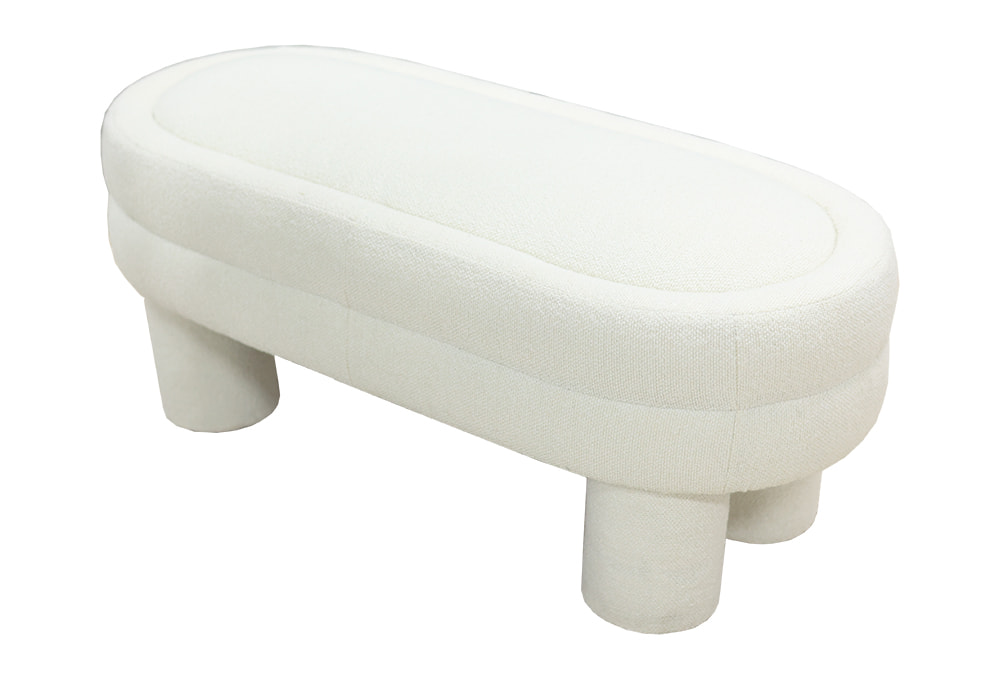 Retro Cream Upholstered Long Bench
