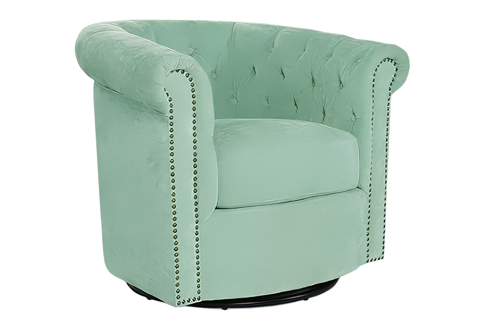 Button-Tufted Swivel Accent Chair