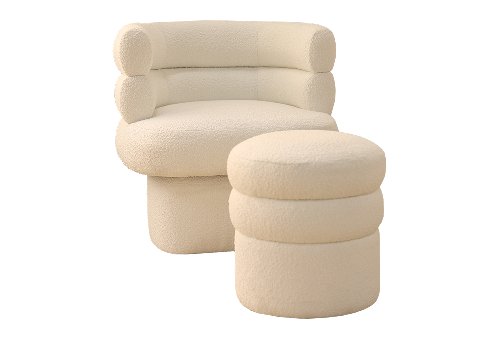 Shearling Accent Chair And Ottoman Set