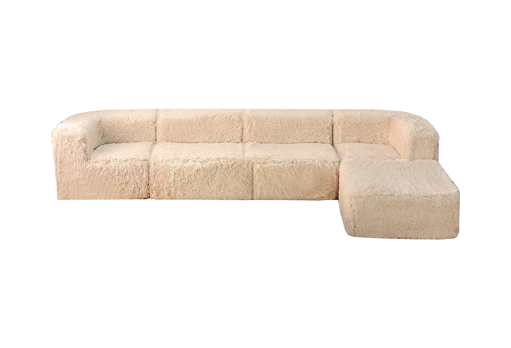 Faux Wool Five-Piece Chaise Sectional