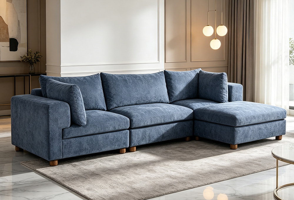 Navy Loop Modular Ottoman Sofa