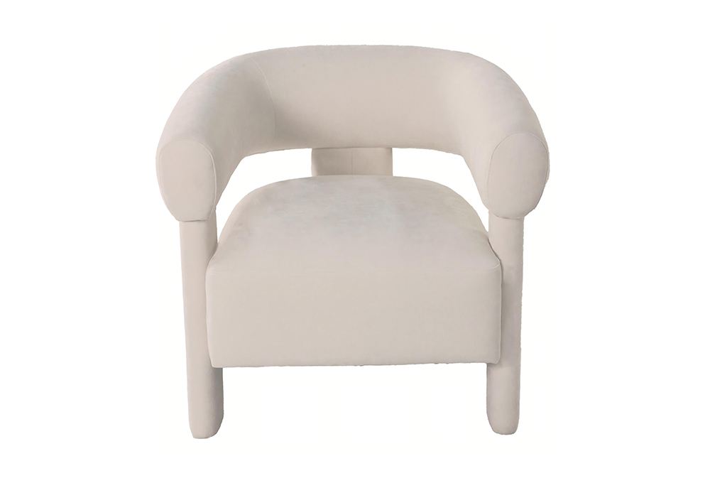 Patterned-Cushion Cream Accent Chair
