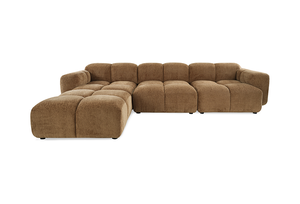 Waffle-Texture Chenille Sectional Sofa